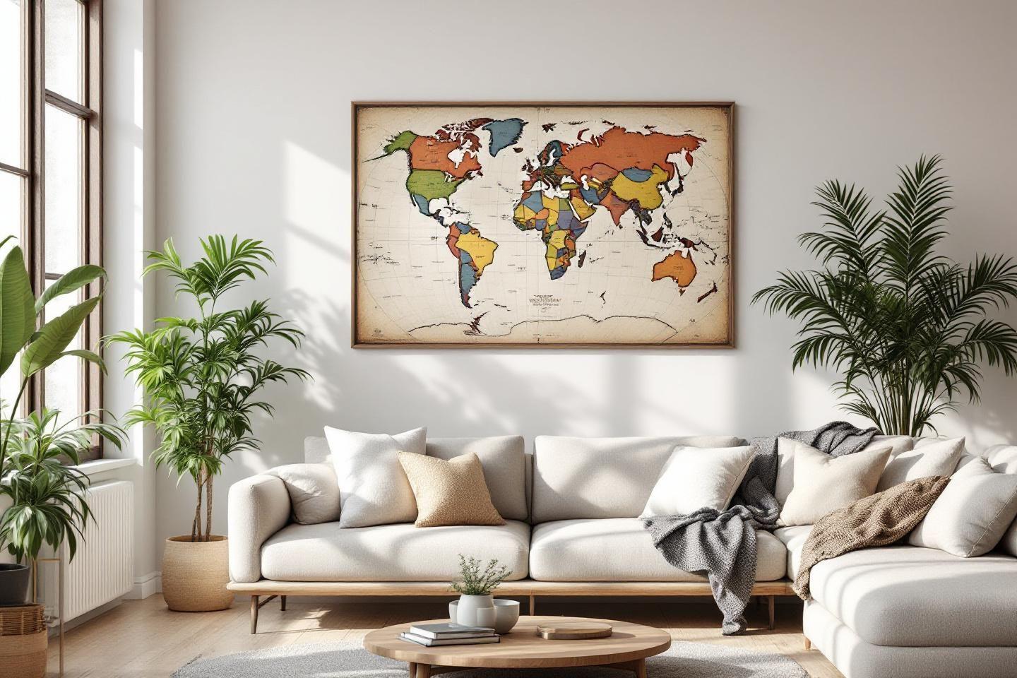 Poster carte monde décoration : idées et conseils d'aménagement